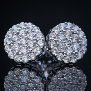 Small Iced Out  Round Cluster Circle Earrings